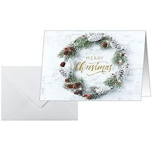 Sigel DS089 Kerstkaartenset Christmas Wreath, A6 dwars, 25 kaarten met enveloppen