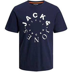 JACK & JONES Heren T-shirt met ronde hals JJWARRIOR - Regular Fit S M L XL XXL, Navy Blazer Big, L
