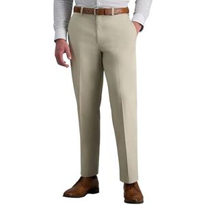 Haggar Pantalon, heren, premium kwaliteit, strijkvrij, kaki, classic-fit, uitbreidbare taille, platte voorkant (normale en grote maten), Zand, 44W / 32L
