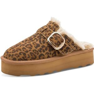 MARCO TOZZI by Gudio Marie Kretschmer damessandalen, leer, warme voering, luipaardprint, Leo cognac, 36 EU