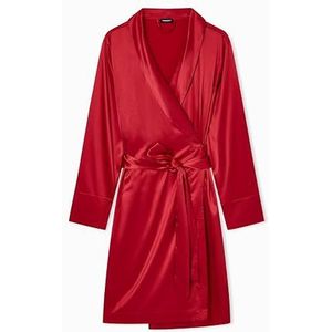 Emporio Armani Satijnen kanten ochtendjas voor dames, Rood, S