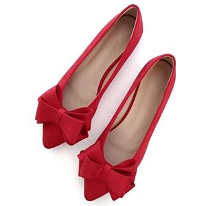 TN TANGNEST Women Fashion Bowknot Flats Comfort Pointed Toe Dress Shoes Red 42(9)