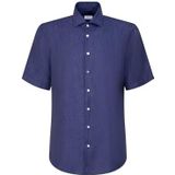 Seidensticker Zakelijk overhemd voor heren, regular fit, zacht, kentkraag, korte mouwen, 100% linnen, blauw, 38
