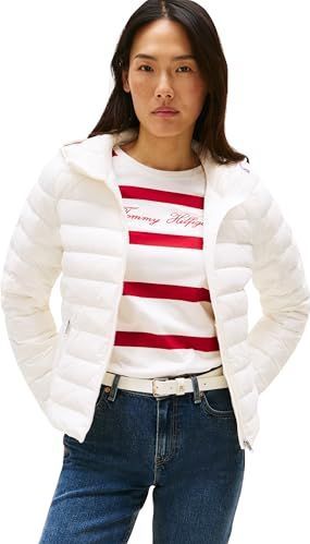 Tommy Hilfiger Puffer Jacket voor dames, Wit (Ivoorzijde), XXS