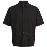 JACK & JONES Heren Jprblajosh Broderie Anglaise S/S Shirt, zwart beauty, L