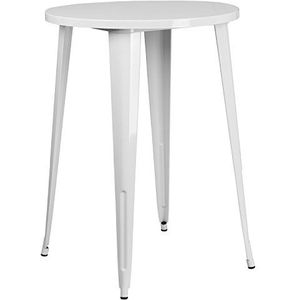 Flash Furniture Ronde tafel voor binnen-buiten, metaal, wit, 101,6 x 77,47 x 12,7 cm