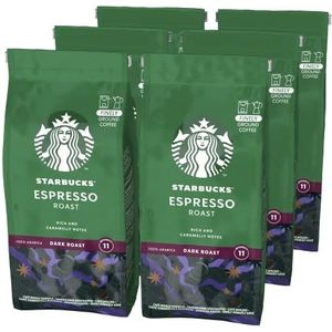 STARBUCKS Espresso Roast, Dark Roast, Gemalen Filterkoffie 200g (6 Zakken)