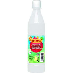Jovi - Vloeibare temperaverf, fles van 500 ml, witte kleur, verf op basis van natuurlijke ingrediënten, gemakkelijk te wassen, glutenvrij, ideaal voor gebruik op school (50601)