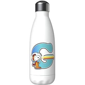 Snoopy - waterfles van roestvrij staal, hermetische sluiting, met veelkleurig letter G-ontwerp, 550 ml, witte kleur, officieel product (CyP Brands)
