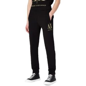 Armani Exchange Heren icoon, manchetbeen, gouden logo aan de zijkant, casual broek, Zwart, S