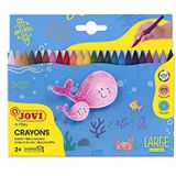 Jovi - Grote Easy Grip Crayons, Koffer met 24 zeshoekige plastic kleurpotloden, Diverse kleuren, Hoge prestaties, Ideaal voor kinderen, Glutenvrij (924)