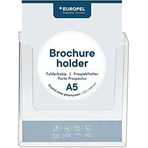 EUROPEL Brochurehouder A5, acryl, transparant, wandbevestiging, dispenser, tentoonstellingsstandaard, menu, brochure, restaurant, hotel, kantoor, winkel