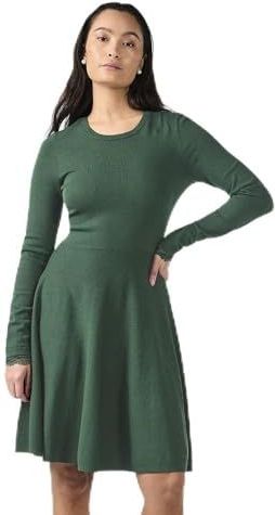 Gebreide Jurk - Ronde Hals - Kanten Manchetten - Korte Lengte - Zwart