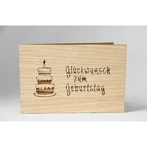 Holzgrusskarten Originele felicitaties voor verjaardag, 100% handgemaakt in Oostenrijk, van eikenhout gemaakte cadeaukaart, verjaardagskaart, wenskaart, vouwkaart, ansichtkaart