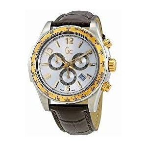 Guess Heren chronograaf kwarts horloge met lederen armband X51005G1S, bruin, band