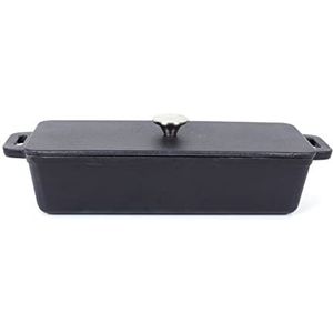 ECHTWERK Gietijzeren broodvorm, catevormig deksel, geëmailleerde coating, voor oven, barbecue, inductie 1,5 l, Ø 28,2 x 12,cm, zwart