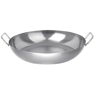 Vogue GD074 Iron Paella Pan 16In - Heavy Duty Inductie - Grijs - Uitstekende energie-efficiëntie - Grootte: 400 mm