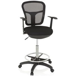 HJH OFFICE 760008 werkstoel TOP Work 108 netstof zwart ergonomische stoel met ring voetsteun