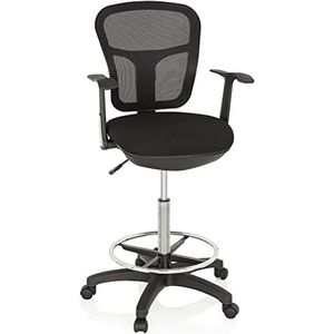 HJH OFFICE 760008 werkstoel TOP Work 108 netstof zwart ergonomische stoel met ring voetsteun