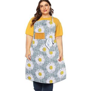 Sanlykate Extra groot canvas katoenen schort voor mannen en vrouwen, plus size duurzame schorten met 2 zakken, verstelbaar slabbetje, machinewasbaar, extra grote schorten voor bakken, koken,