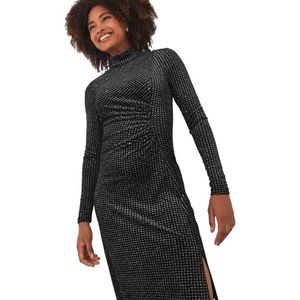 Joe Browns Dames Glitter Sparkle Rouched Side High Neck Midi Jurk, Zwart, 8, Zwart, 34