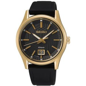 SEIKO Analoog kwartshorloge voor heren met siliconen armband SUR560P1, goud