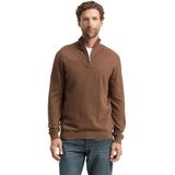 TOM TAILOR - Trui - Bruin - Effen - Lange Mouw - Halve Rits