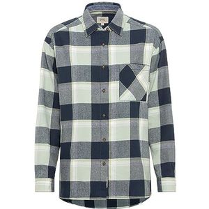 camel active Dames flanellen blouse met ruitpatroon, blauw, XS