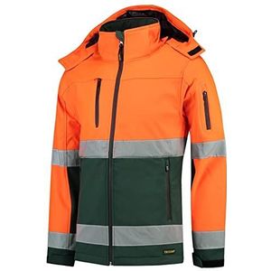 Tricorp 403007 Safety EN ISO 20471 bicolor softshelljas, 100% polyester + PU-membraan, 300 g/m², fluor oranje-groen, maat XS