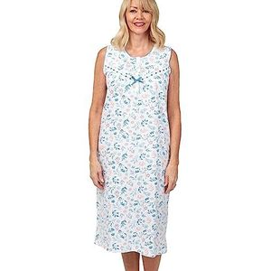 Marlon Dames Louise mouwloos katoenen jersey nachthemd nachthemd, Lyla Blauw, 34-36