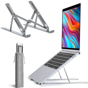 K-MART Verstelbare laptopstandaard voor bureau, 6-hoekige laptopverhoger, draagbare laptophouder, luchtgeventileerde koelnotebookstandaard voor compatibel met MacBook Air, Pro, Dell 10-15,6 inch