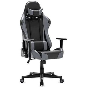 IntimaTe WM Heart Gaming stoel, ergonomische bureaustoel, verstelbare bureaustoelen, verstelbare racestoelen, pc-gamingstoel met hoge rugleuning met armen en rugsteun,52 * 54 * 14,Grijs