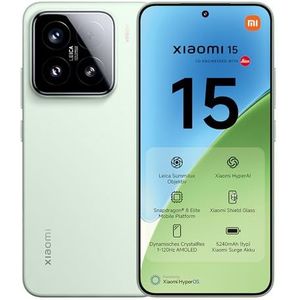 Xiaomi 15 Smartphone, 12+512GB, groen, 50MP Leica hoofdcamera, 5240mAh batterij, 90W HyperCharge, Xiaomi HyperAI (oplader niet inclusief)