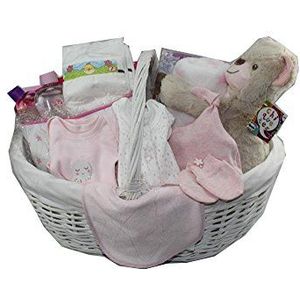 DRW - Mand - geschenkmand voor pasgeborenen meisjes met kleding, badset en fotoalbum