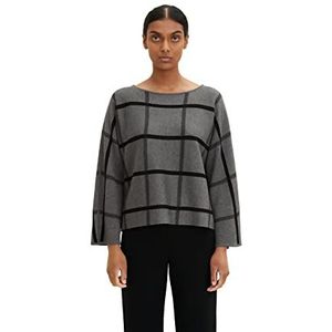 TOM TAILOR Dames Oversized trui met ruitpatroon 1034053, 30942 - Grey Knit Check Design, M