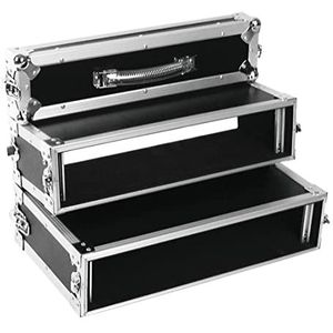 ROADINGER Dubbele CD-speler Case Tour Pro, 2HE, sw | DJ-Flightcase voor DJ-dubbele cd-speler met apart bedieningspaneel