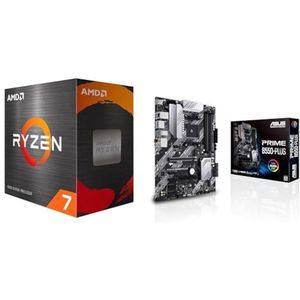 AMD Ryzen 7 5700G (8 C/16 T) met AMD Radeon Graphics (8 x 3,8 GHz) AM4 CPU-BOX met 20 MB socket,Mehrfarbig & ASUS Prime B550-Plus AMD (ATX, Ryzen, PCIe 4.0, 2x M-2, 1Gbit/S-Ethernet) Zwart