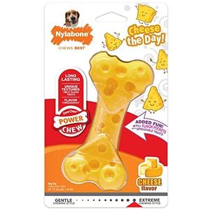 Nylabone Dura Power Chew, Extreme kauwbotten met smaakgaten, kaassmaak, voor middelgrote honden tot 16 kg, medium