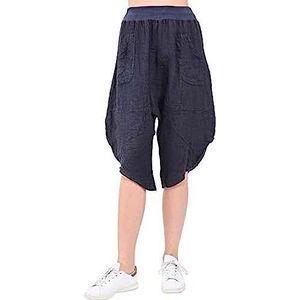 Bonateks, Sarouel Korte broek met zakken en elastische tailleband, DE-maat: 38, Amerikaanse maat: M, marine - gemaakt in Italië, blauw, 38