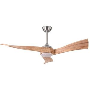 Eden pulse Nikkelventilator met 3 vleugels van beukenhout, 18 W, 6 snelheden, 2350 lm, met afstandsbediening, 35/47,5 x 132 x 132 cm