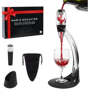 Todeco - decanter voor wijn - rode wijnbeluchter - doosje: cadeauverpakking - materiaal: silicone - klassiek, met standaard.