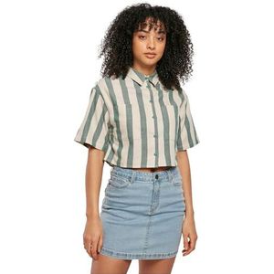 Urban Classics Dames Korte Oversized Stripe Shirt, Groenlancer/Softseagrass, 3XL, Greenlancer/Softseagrass, 3XL