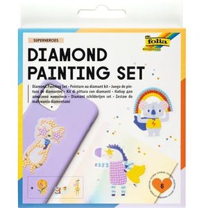 folia 31804 - Diamond Painting Set SUPERHEROES, stickers met superheldenmotieven en accessoires, handwerkset voor het ontwerpen van stickers met glittersteentjes