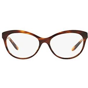 Ralph Lauren Dames Rl6216u universele pasvorm Cat Eye Prescription Eyewear frame, Glanzend gestreepte Havana-/demo-lens.