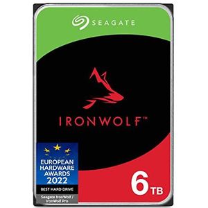 Seagate IronWolf, 6 TB, Interne Harde Schijf, NAS, 3,5"", SATA 6 GB/s, 5400 RPM, 256 MB cache, voor NAS RAID, 3 jaar Rescue Services, FFP (ST6000VNZ06)