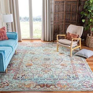 Safavieh Exotisch elegant geweven rechthoekig tapijt, Luxor collectie, LUX330, in turkoois/Aqua, 160 x 231 cm voor woonkamer, slaapkamer of elke binnenruimte