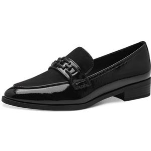 MARCO TOZZI Damesloafer zonder hak, plat, elegant, Black Pat Cb, 41 EU