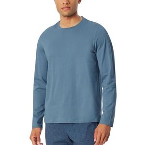 Schiesser Heren slaapshirt lange mouwen ronde hals mix Relax pyjama top, Atlantisch blauw 182180, 48
