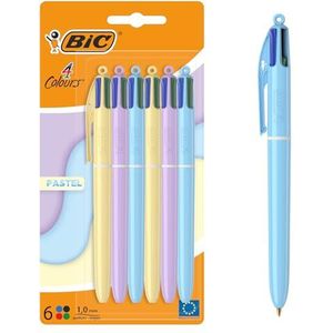 BIC 4 pastelkleurige stiften met medium punt (1,00 mm), verschillende kleuren, 6 stuks