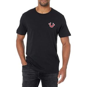 True Religion Men's Buddha Logo Short Sleeve Tee, Black, M